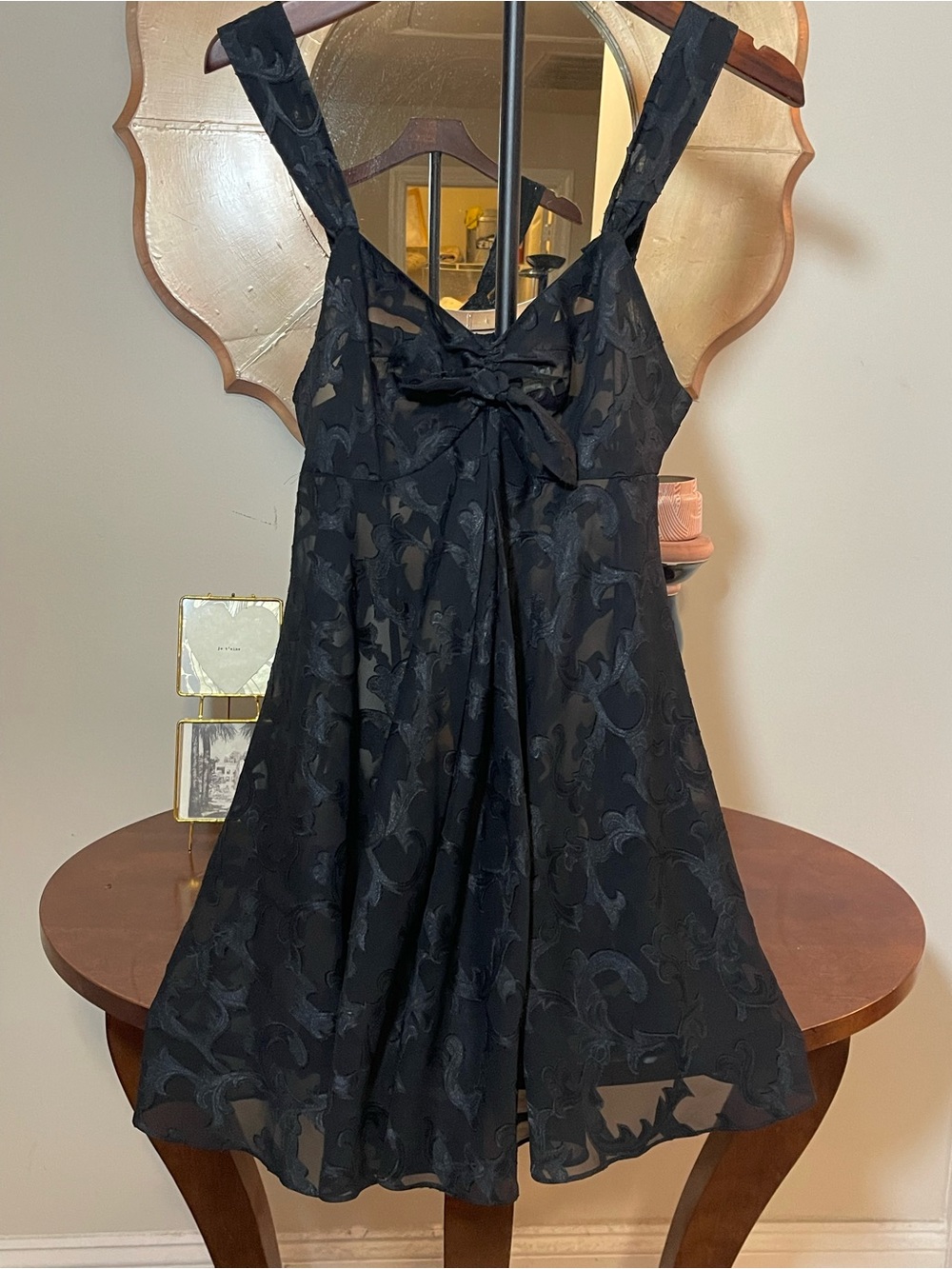 VTG Victoria's Secret Gold Label Black Floral Chemise Coquette Whimigoth 90’s